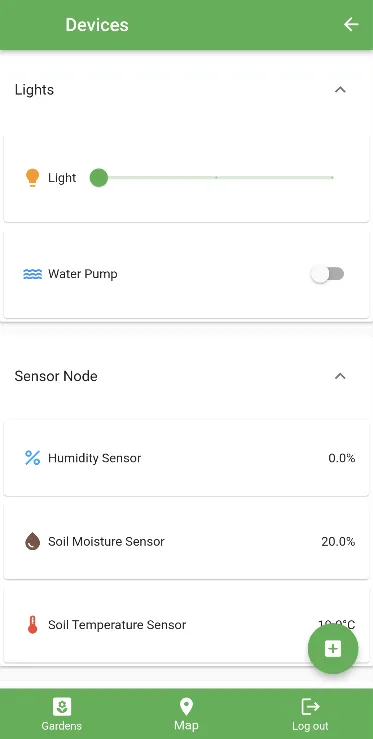 Device control screen of the mobile client.